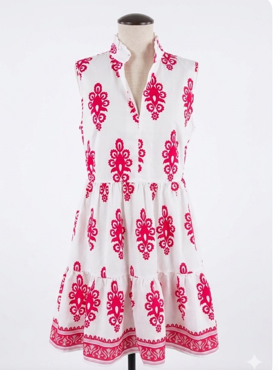 SHEIN Dresses & Skirts - SHEIN new White & pink boho print dress. Breathable, vacation, beach. Small.